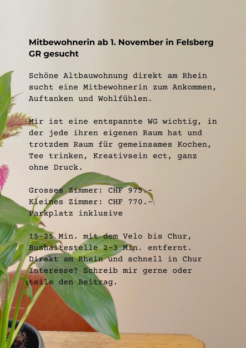 Chambre en colocation · Felsberg (Felsberg) — photo 1